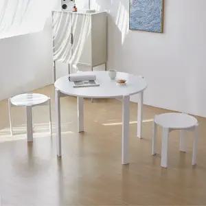 오르 800 원형 원목 식탁세트(스툴의자2개)