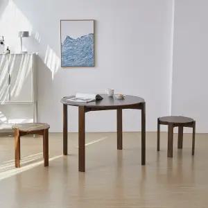 오르 1000 원형 원목 식탁세트(스툴의자2개)