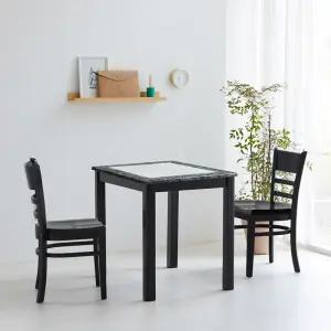 캘빈 800 2인용 대리석/세라믹 식탁세트(원목의자형)