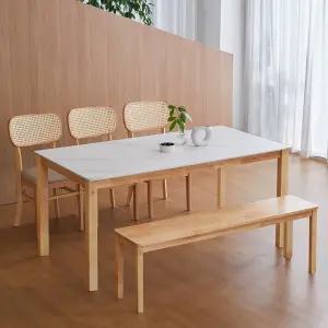 앨빈 버터라탄 1800 6인 세라믹 식탁세트 (의자3+벤치1)