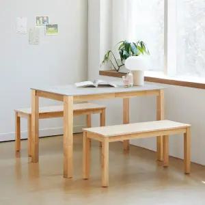 캘빈 1200 4인용 세라믹 식탁세트(원목벤치2개형)