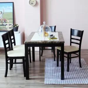 캘빈 1200 4인용 대리석 식탁세트(가죽의자형)