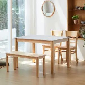 캘빈 1200 4인용 대리석 식탁세트(원목의자2+벤치1)