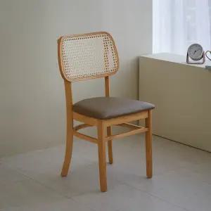 버튼 라탄 의자 카페 원목 인테리어 식탁 의자 1개 2colors