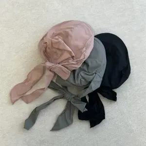 여자 바스락 리본 매듭 분홍색 무지 헌팅캡 모자