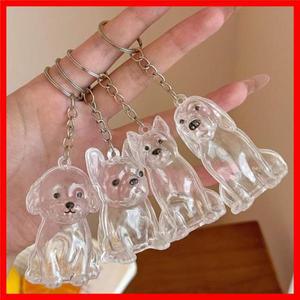 투명 귀여운 강아지 털 보관 키체인 애완동물 털 기념품 캡슐 가방 펜던트 장식 기념품 컬렉션 선물 추모품