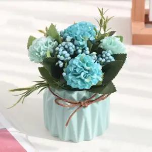 조화장식 플로맨틱 수국 조화 화분(블루) 인조꽃 꽃장식 조화화분