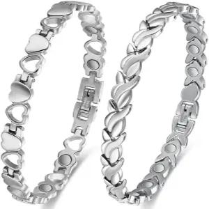 여성용 시그매그 2PCS 마그네틱 팔찌 강도 자석 크기 조절 도구 및 선물 상자 포함 가능 티타늄 스틸