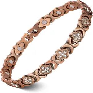 여성용 페라코 구리 발목 팔찌 99.99 순동 자기 발찌 3800 가우스 네오디뮴 자석 사이즈 조절 도구로 가능