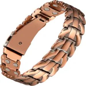 남성용 제카노리 퓨어 구리 팔찌 접이식 걸쇠가 있는 2배 강도 자성