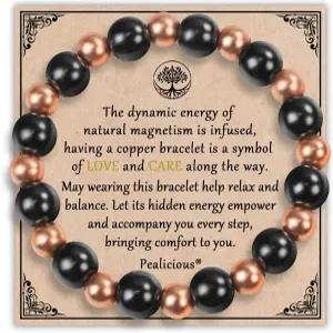 여성용 피어스 구리 팔찌 남성용 어머니용 장신구 발렌타인데이 선물로 3800 가우스 자석 쿠퍼 조절 가능한