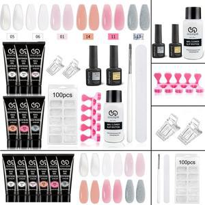 폴리젤 연장 도구 세트, 클리너 액체 30ml, 베이스 코트 및 탑 7.5ml, 네일 몰드, 클립 브러시 포함