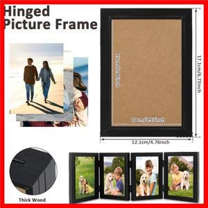 나무 사진 프레임 접이식 힌지 액자 테이블 장식 기념품 침대 옆 책장 사무실 그림 앨범 보관 상자