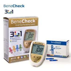 베네첵 3in1 혈당 요산 콜레스테롤 측정기+혈당시험지 50매 세트 당뇨 자가측정 검사지