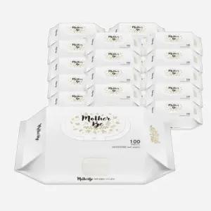 마더비 대용량물티슈 100매 x 20팩 두꺼운 신생아 유아 물티슈 도톰한 물휴지 캡형