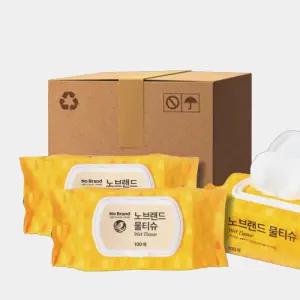 노브랜드 대용량물티슈 100매 20팩 캡형 두꺼운 신생아 유아 물티슈 도톰한 물휴지