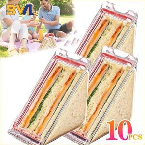 10PCS 삼각형 샌드위치 컨테이너 휴대용 투명 케이크 보관 플라스틱 상자 재사용 가능 여행 밀폐