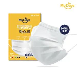 미라클하우스 마이데이즈 국산 귀편한 컬러 덴탈 마스크 화이트 중형 30매입 622667