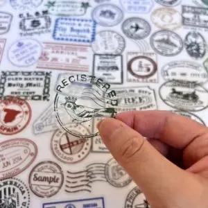 여권 스탬프 도장 스티커 60매 버킷리스트 휴가 다꾸 꾸미기 장식 기념