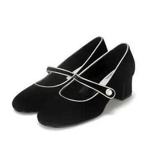 [바바라]BABARA 패브릭 벨벳 여성 메리제인 펌프스 5cm_BBF707