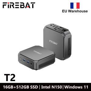 FIREBAT T2 미니 소형 PC 게이머 인텔 N150 CPU Windows 11 게임 DDR4 16GB RAM 512GB SSD WIFI5 BT4.2 데