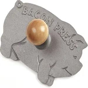 나무 손잡이가 달린 노프로 무쇠 돼지 모양 베이컨 프레스