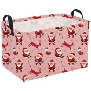 직사각형 크리스마스 바구니, 핑크 바구니, 여아용 귀여운 바구니, 손잡이가 달린 눈사람 바구니, 책 통,