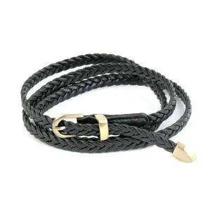 정장 슬랙스 슬림 꽈배기 여성 가죽벨트 블랙-WFIZTDD