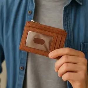 빈티지 인조가죽 카드지갑 브라운 지퍼카드지갑 지퍼지갑 인조가죽카드지갑