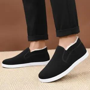 남성 빅사이즈 화이트솔 블랙 방한 기모 스니커즈 ZG-TY17