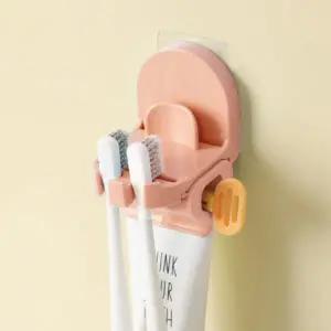 ( )3in1 부착식 칫솔홀더 치약짜개 욕실 양치컵걸이