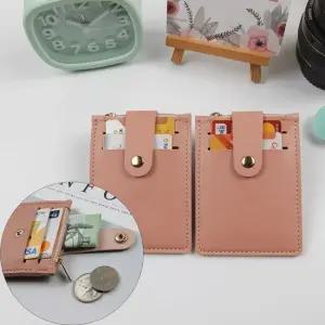 카드지갑 신분증 지퍼 똑딱이 휴대용 3포켓 1P 연핑크 신분증지갑 가죽지갑 휴대용지갑