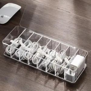 ( )케이블 USB 선정리 정리함 보관함 수납함 아크릴 투명 이어폰 충전선 가정 사무실 다용도 멀티 소품 용