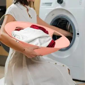 공간절약 가능한 접이식 빨래 바구니 손잡이가 있어 간편한 휴대 여행 캠핑용 세탁 용품