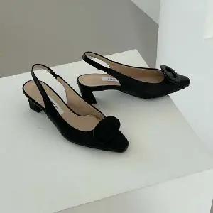 제작 여성 뾰족코 써클 미들굽 슬링백 스트랩힐Y