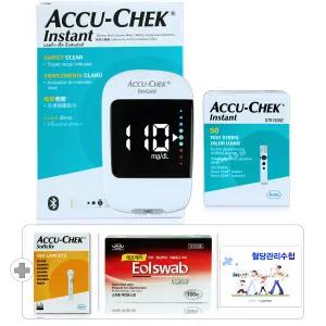 로슈 아큐첵 인스턴트 혈당계 시험지 세트[측정기(블루투스 모델)+측정지 60매+정품침 110개+솜100매+수첩]