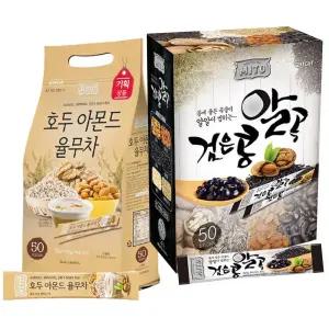 [공식판매점] 미토 호두아몬드율무차 50T+검은콩 알곡 50T(100개) 아침대용 곡물차