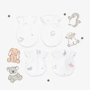 * 무형광 항균원단 양면 밤부 메쉬 손싸개 발싸개 모자 국내생산 5+1