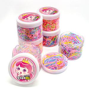 유아머리끈 안아픈 핑크공주밴드 케이스형 약600개 아동 아기 고무줄 대용량