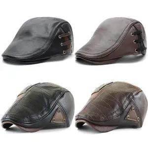 헌팅캡 가죽/니트 남자여자 겨울모자 스트립 베레모