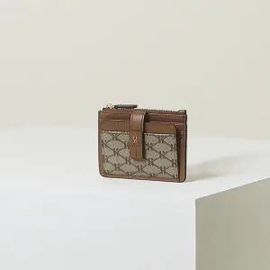 [헤지스](광주신세계)[HAZZYS ACC] 브라운 로고패턴 가죽 카드지갑 HIHO5F886W2