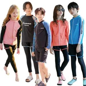 초등수영복 서프존 주니어 키즈 래쉬가드 세트 아쿠아슈즈 생존수영