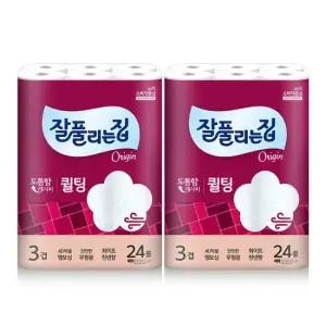 퀼팅 너비가 넓은 와이드 화장지 30m x 24롤 x 2팩