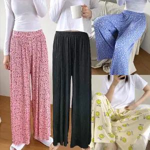 골지플라워통바지/플라워플리츠팬츠/꽃바지/꽃무늬/주름/가을신상/수면/와이드통팬츠/하의/밴딩/일자/슬랙스/해외여행/트레이닝/잠옷/파자마/꽃무늬/할미/할매/촌캉스/홈웨어/이지웨어/간절기1