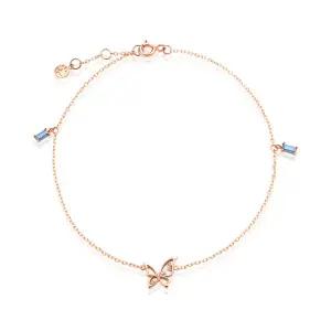 [비앤비골드] 18K 탄생석 아쿠아마린 나비 큐빅 발찌 SCA38269