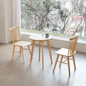 [공간미가구]밀키우드 600 원형 우드라인 2인 세트 카페 식탁 인테리어 주방 커피숍