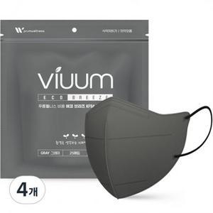 viuum 푸름웰니스 에코 브리즈 새부리형 마스크 대형 KF94, 25매, 그레이, 4개 on