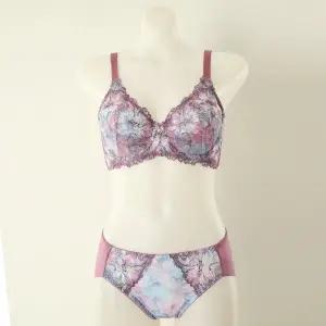[와코루](타임스퀘어점패션관)수채화 프린트망이 고급스러운 홑겹 브라B컵+햄라인팬티 세트(DBR0454,DPT...