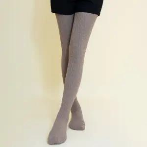 자체제작 1켤레 여성 꽈배기 패턴 면 타이즈 가을 겨울 롱 쫀쫀 스타킹