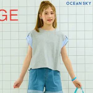 [오션스카이] 여아 스트라이프 롤업 반팔 티셔츠-DBJG5952E0B